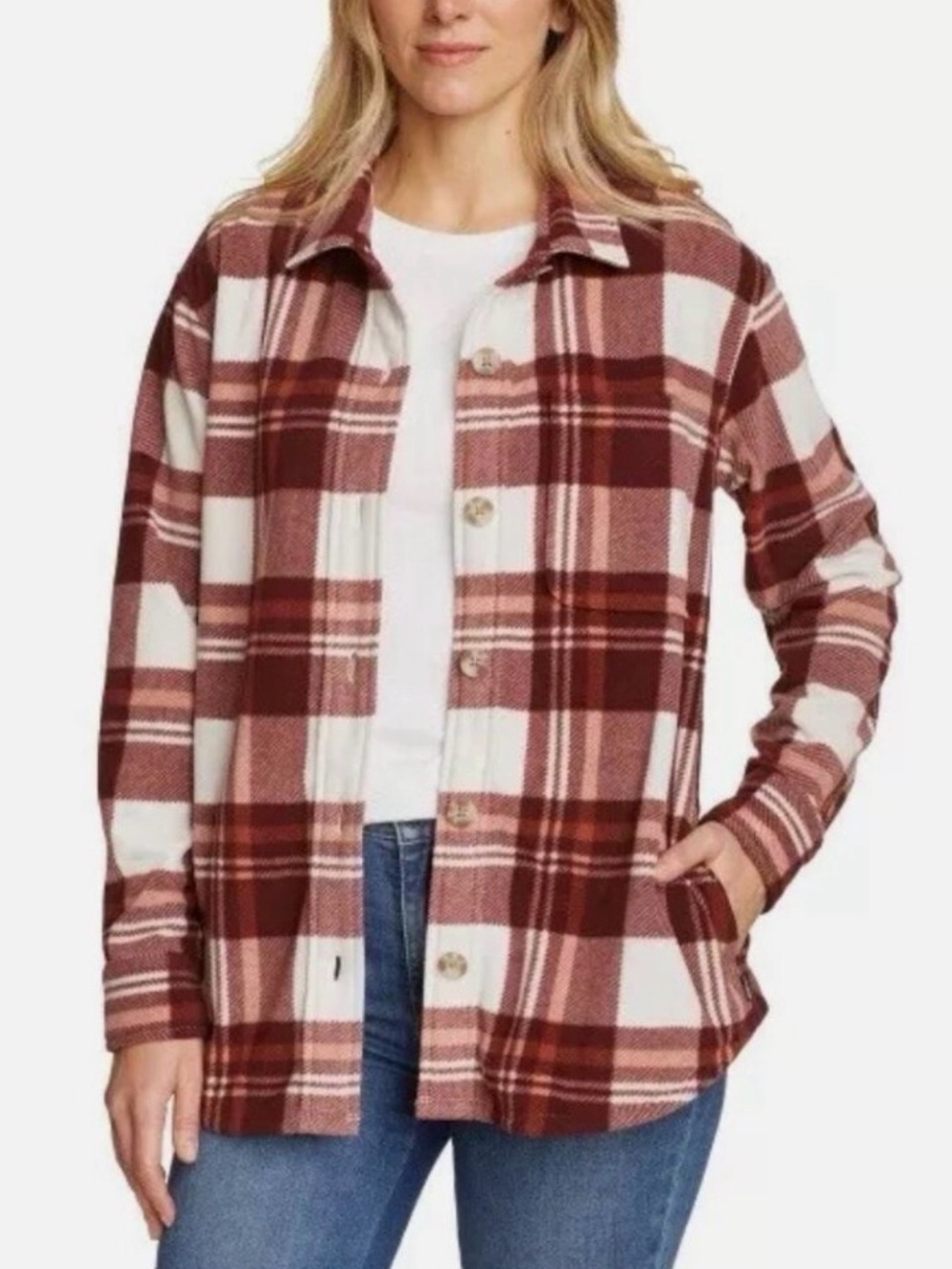 Eddie Bauer Brown and White Plaid
Shirt